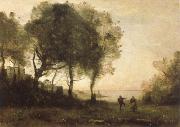 Jean Baptiste Camille  Corot rural scene oil on canvas